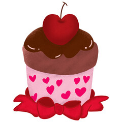 Chocolate cupcake with cherry on top
