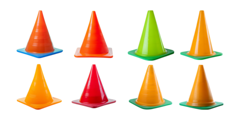 Colorful Traffic Cones in Various Shades for Safety and Traffic Control