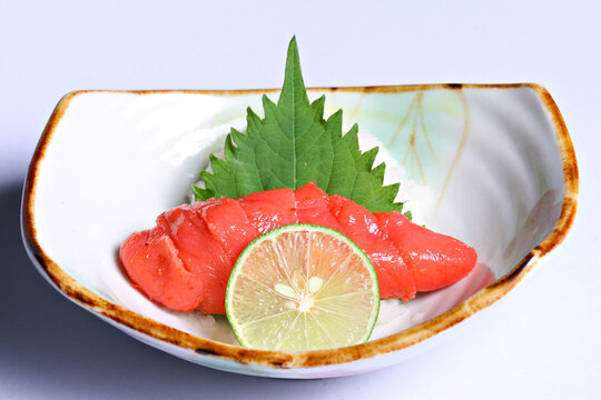 Karashi mentaiko or japanese spicy cod roe is popular processed food made by salting and fermenting Alaska pollack eggs