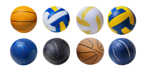Collection of Various Colorful Sports Balls on White Background