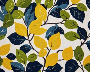 Colorful leaf pattern fabric design for upholstery or home decor