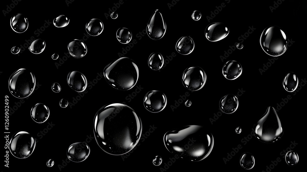 Aufkleber Isolated transparent water droplets with reflections on a clean plain background  Concept of purity freshness and simplicity