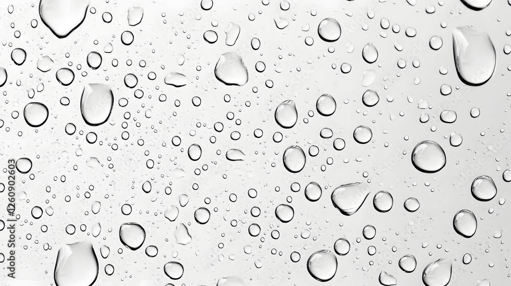 Poster isolated transparent water drops beads and droplets against a clean pure white background macro shot