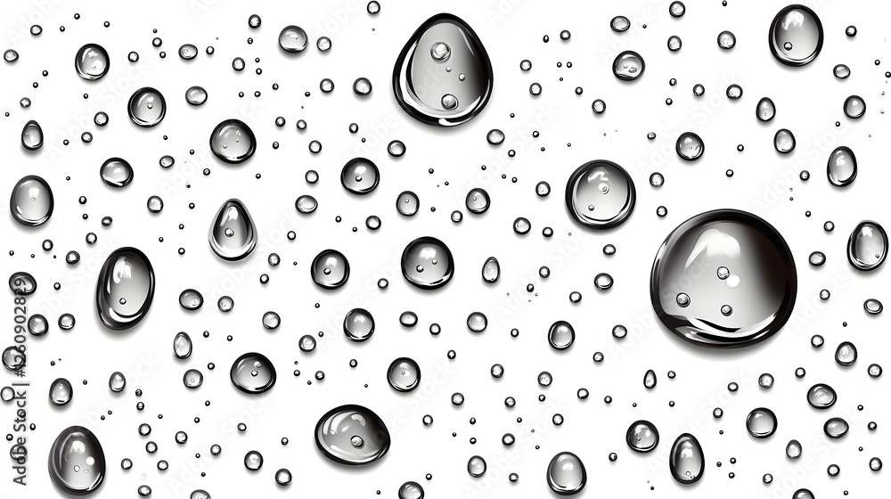 Leinwandbilder isolated transparent water drops or droplets against a clean clear background the water drops are gl