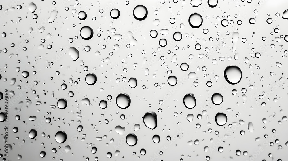 Aufkleber isolated transparent water drops or droplets with glass like reflection against a clean white minima