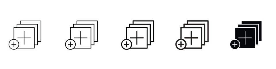 Obraz premium set of 5 pixel perfect Add Apps icon with 1 unexpanded, 1 silhouette, An add apps icon represents installing, expanding or managing applications