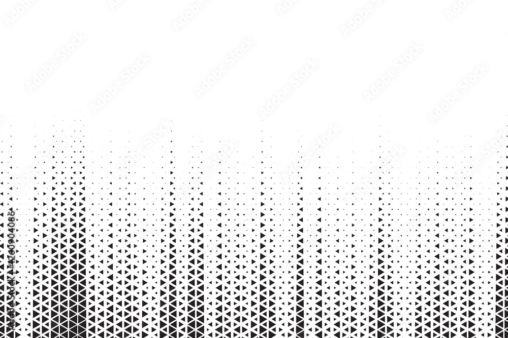 Poster Triangular Halftone Texture Retro wave Vector Geometric Technology Abstract Background. Half Tone Triangles Retro Colored Pattern. Minimal 80s Style Dynamic Tech Structure Wallpaper