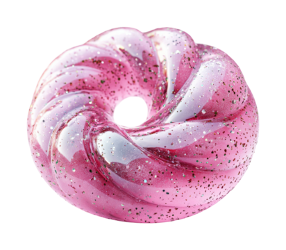 Colorful pink swirl doughnut isolated on transparent background png