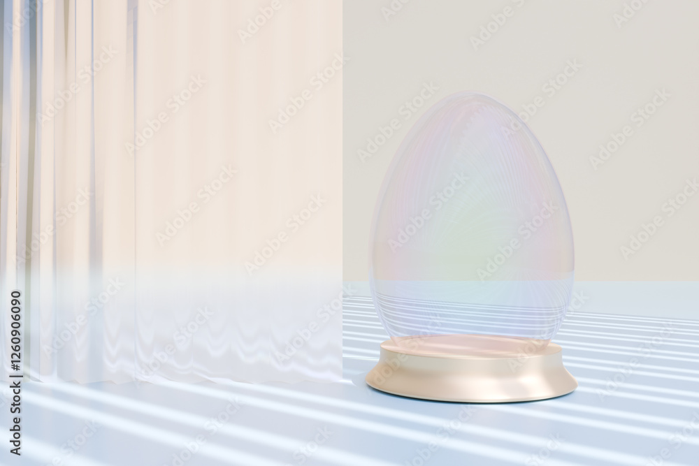 Poster decorative egg displayed for easter, surrounded by soft lighting and a serene atmosphere. 3d renderi