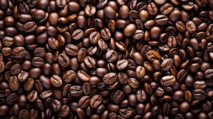 Obraz premium Coffee beans on wooden background. Top view