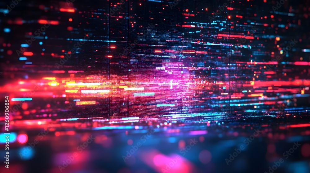 Aufkleber Striking abstract digital background with dynamic luminous energy streams glowing neon like effects and vivid prismatic color gradients  Futuristic cyberpunk inspired visual with a sense of motion