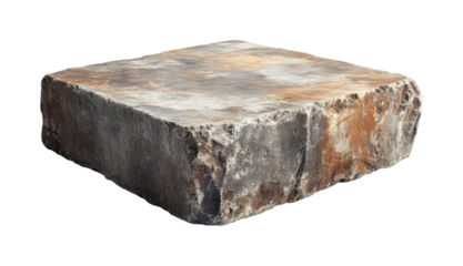 Heavy stone block on neutral background isolated on transparent background png