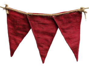 Festive red bunting for celebrations party isolated on transparent background png