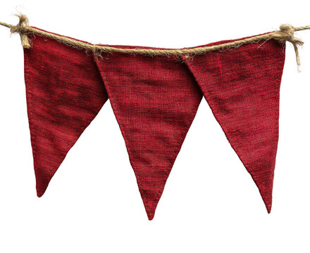 Festive red bunting for celebrations party isolated on transparent background png