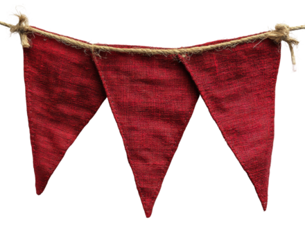 Festive red bunting for celebrations party isolated on transparent background png