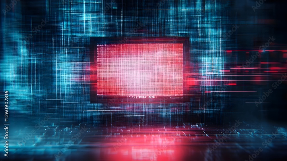 Poster Striking abstract digital landscape with vibrant neon colors futuristic visuals and intricate geometric grid patterns  This image evokes a sense of technological innovation data driven environments
