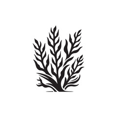 Black Color Kelp silhouette design Vector Illustration, Solid White Background (5).eps