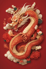 Fototapeta premium Legendary dragon with sharp scales and an intense gaze, symbolizing power 