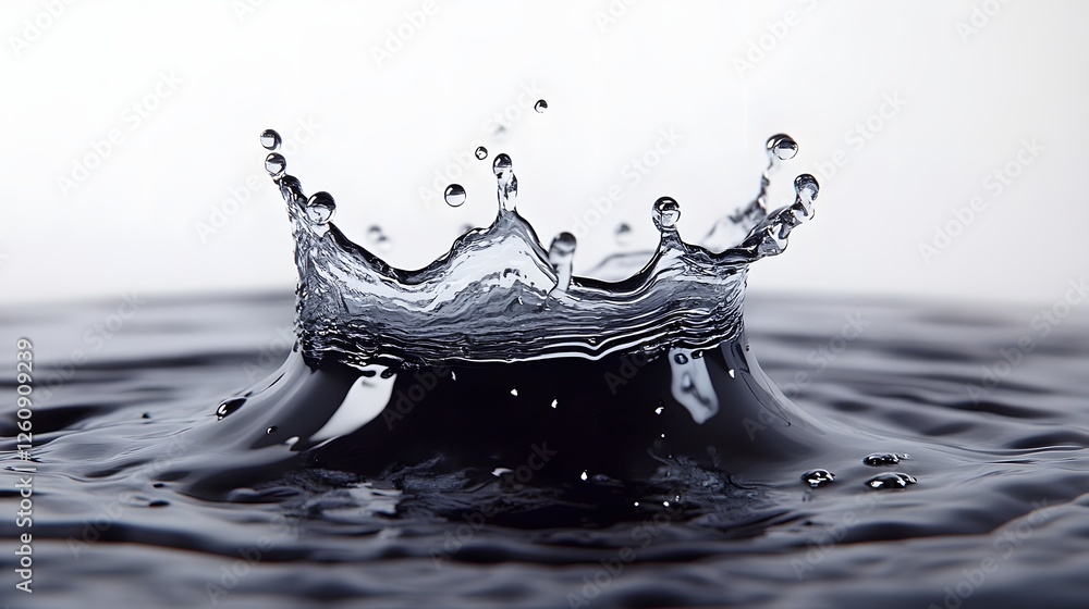 Poster Striking image featuring a dynamic splash of clear water with glistening droplets ripples and waves in motion creating a captivating abstract and energetic visual composition