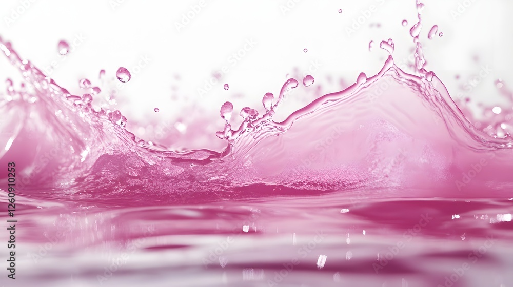 Aufkleber Stunning abstract image featuring a dynamic and colorful water splash in shades of vibrant pink and purple  The splash creates a mesmerizing pattern with bubbles droplets and ripples on a blurred