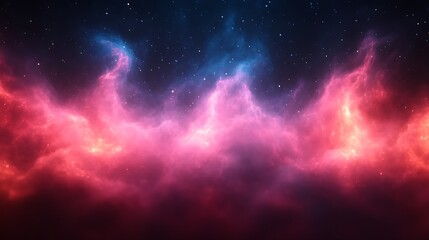 Naklejka premium Celestial Nebula Pink And Blue Cosmic Cloudscape