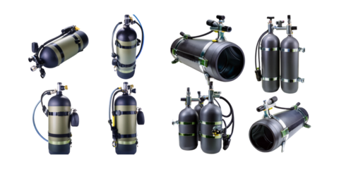 Various Diving Cylinders and Equipment for Underwater Exploration