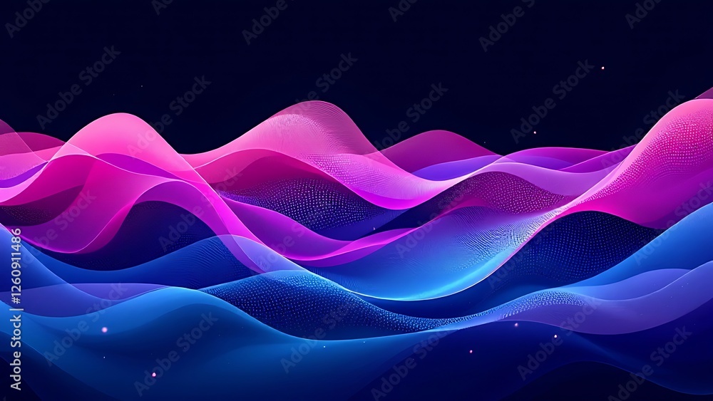 Poster abstract digital art piece dark background it features dynamic particle wave