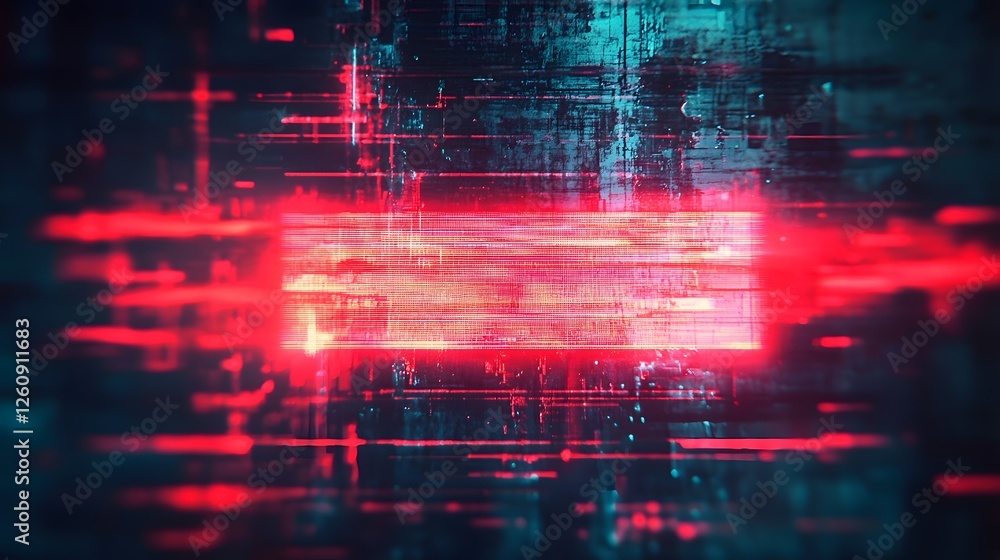 Poster Stunning digital art composition showcasing a futuristic high tech landscape filled with vibrant neon lights dynamic motion and mesmerizing abstract patterns