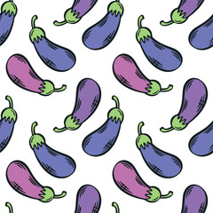Eggplant seamless pattern vector illustration.
