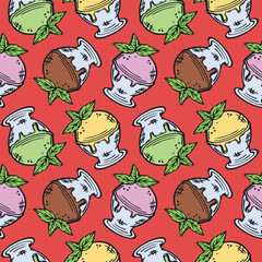 Ice cream seamless pattern vector illustration.