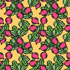 Radish seamless pattern vector illustration.