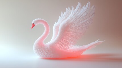 Stunning white swan with radiant pink glow image