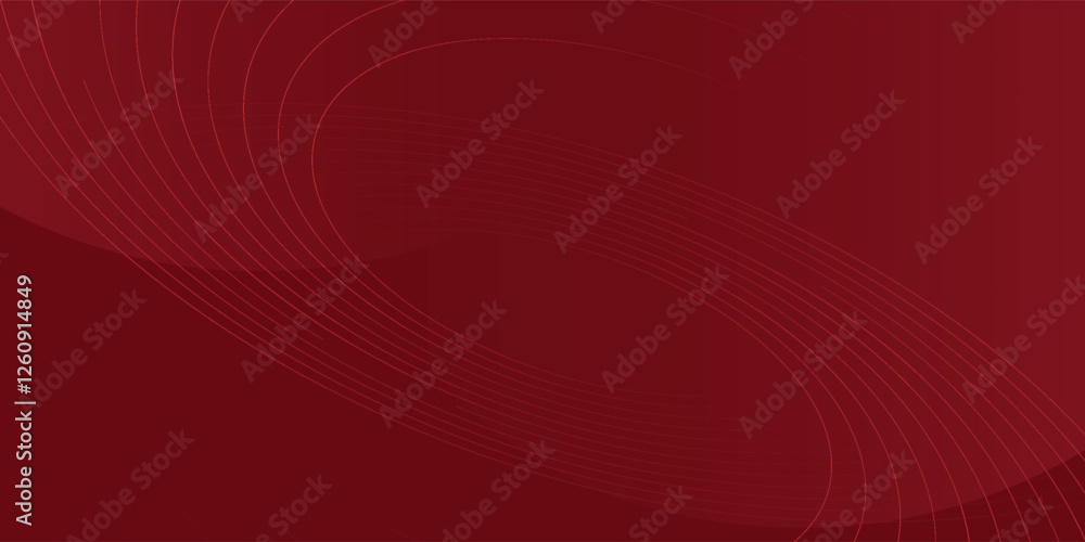 Poster abstract red background with glowing curve lines. modern shiny red gradient geometric circle lines p