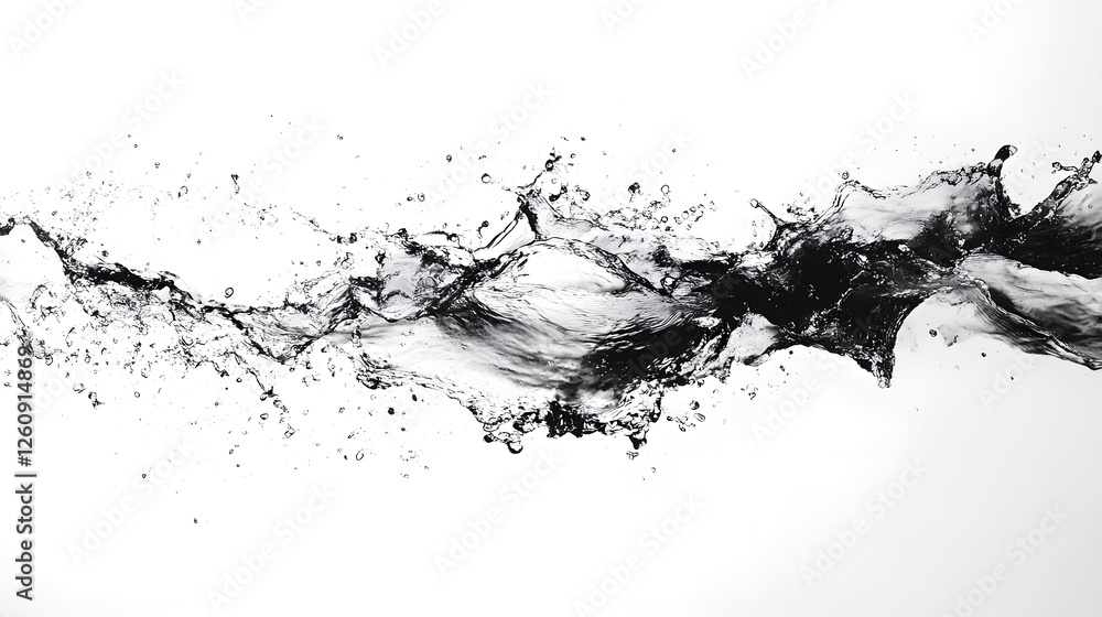 Poster The Untamed Essence of Water in Monochrome Fluidity   A Dynamic Abstract Expression of Motion and Energy showcasing the power speed and impact of water in a captivating black and white visual