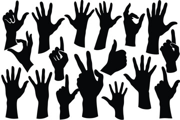 Hand Gesture Silhouettes Vector Various Signs and Symbols Illustration