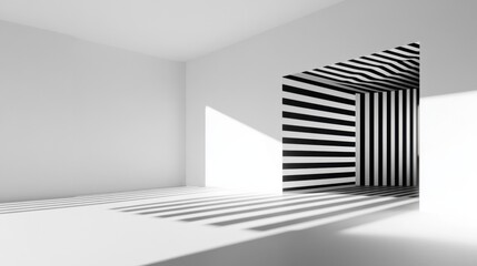 Fototapeta premium Abstract geometric pattern of black white stripes in modern minimalistic setting