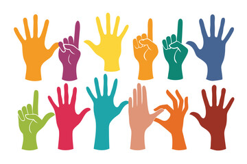 Hand Gesture Silhouettes Vector Various Signs and Symbols Illustration