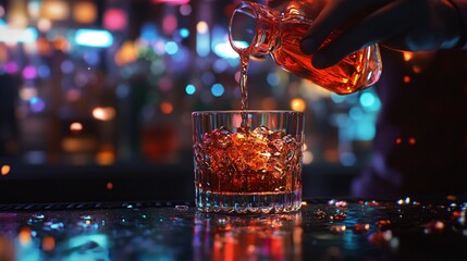 Bartender Preparing Cocktail with Mixing