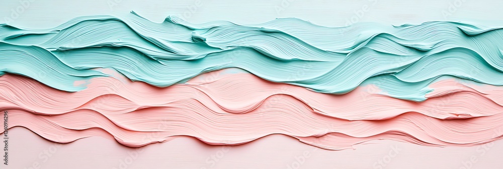Poster a vibrant display of textured mint green and soft pink layers, creating a visually appealing, artist