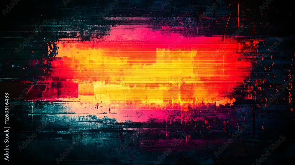 Aufkleber Vibrant Abstract Digital Explosion of Colorful Lights and Energy   A stunning and dynamic digital artwork featuring an intense visually captivating eruption of vibrant