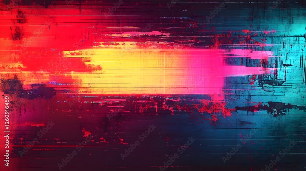 Poster Vibrant abstract digital art background with dynamic swirling fractal patterns glitch effects and intense colorful lighting  A futuristic psychedelic and technologically advanced visual composition