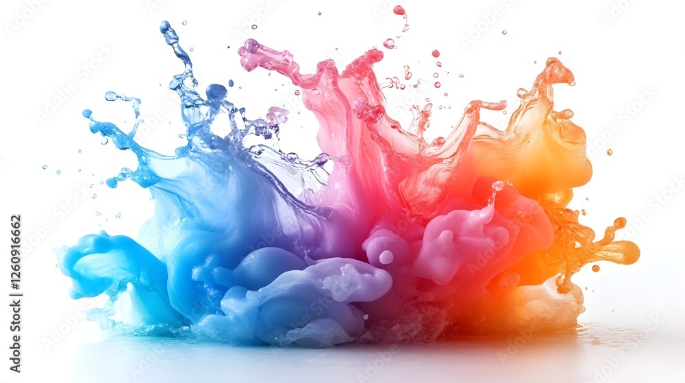 Aufkleber Vibrant abstract paint splash explosion in dynamic multicolor pattern  imaginative digital with fluid swirling and kinetic effects
