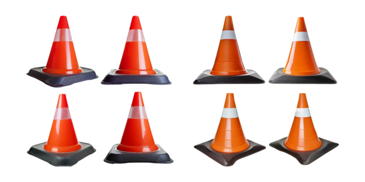 Set of Traffic Cones for Road Safety or Construction Zone Use
