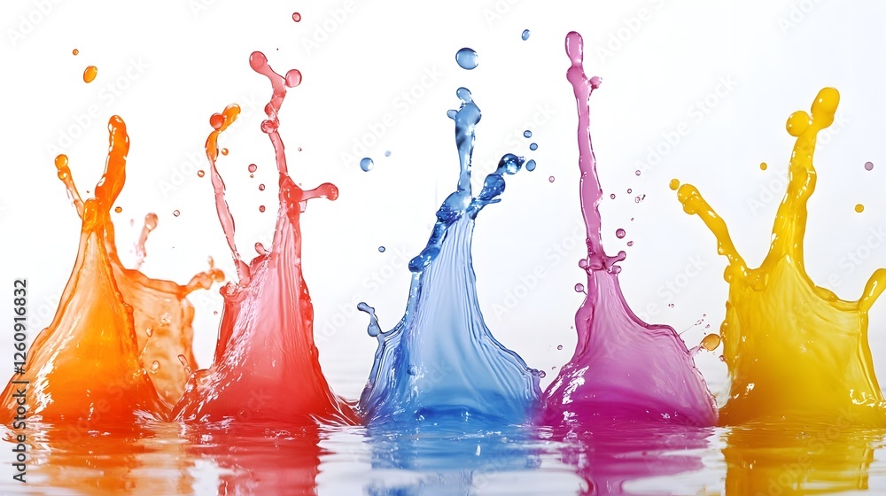 Poster Vibrant and abstract background with dynamic splashing water effects fluid motion and colorful paint like textures