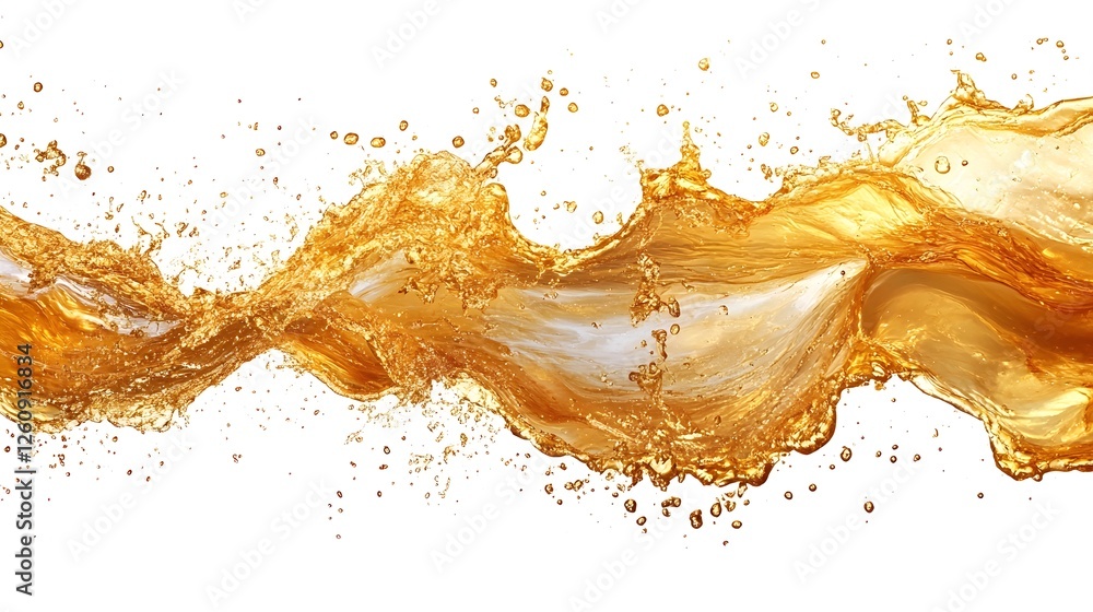 Poster vibrant amber liquid splash with glittering motion and dynamic energy abstract background with swirl