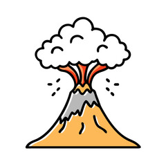 Volcanic eruption with smoke and lava flow illustration