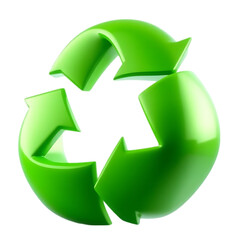 Fototapeta premium A green recycling symbol isolated on transparent background
