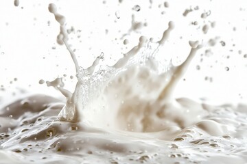 Obraz premium A delightful splash of milk beautifully spread on a white surface