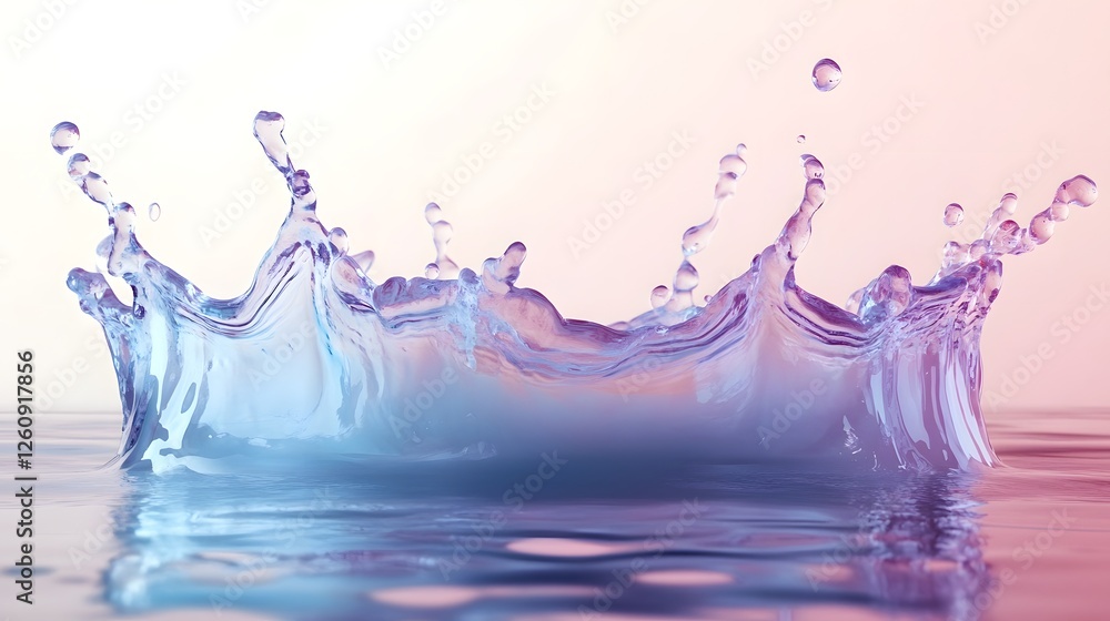 Poster Vibrant and Colorful Splash of Water Capturing the Dynamic Motion and Flowing Liquid Art  Abstract Water Backdrop with Refreshing Ripple Effects Transparent Droplets and Watery Surface Textures