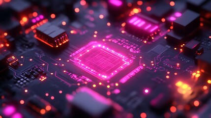 Illuminated Central Processing Unit On Motherboard